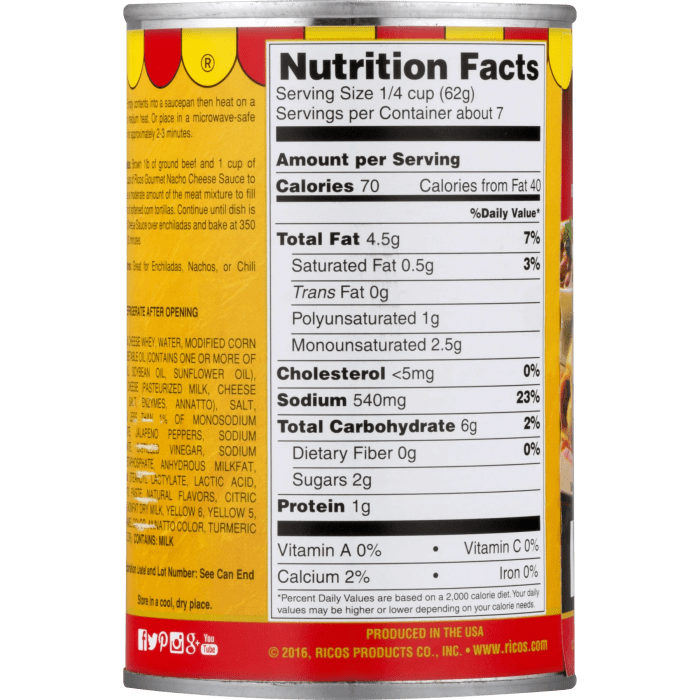 Nachos and cheese nutrition