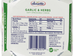 Alouette Garlic and Herb Cheese Spread Nutrition