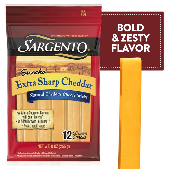 Sargento mild cheddar cheese stick nutrition