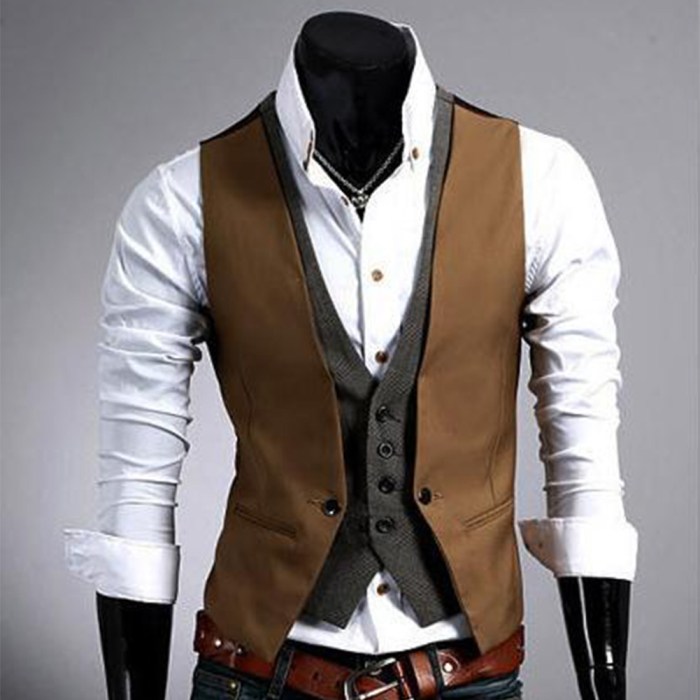 Waistcoat men casual vest double layered fashion fit mens dress jacket slim neck chained ebay tops vests sell have one