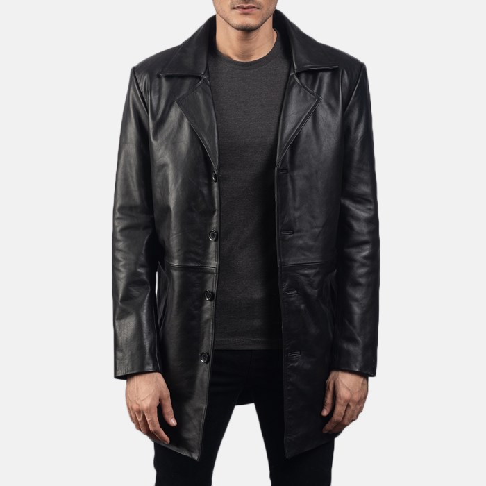 Mens leather coat fashion